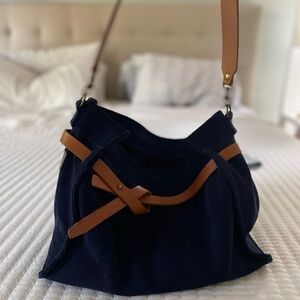 Navy blue suede Parker Thatch bag